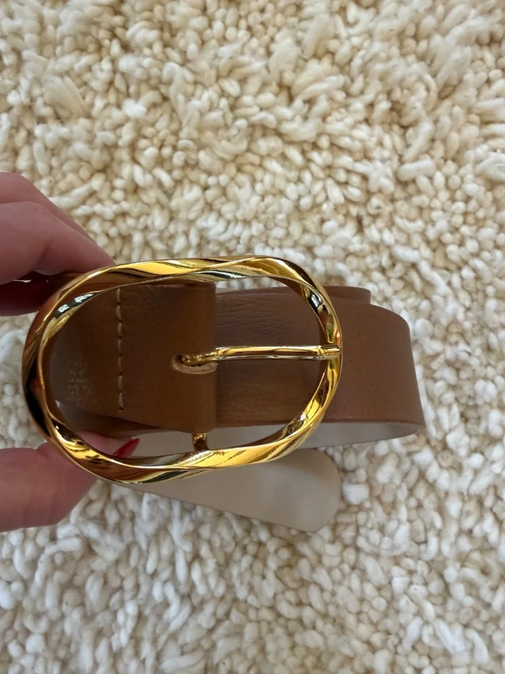B-Low the Belt Gold Twisted Buckle Belt
